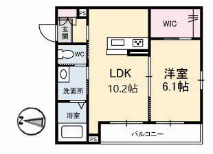 グランベレオ今津(1LDK/1階)の間取り写真