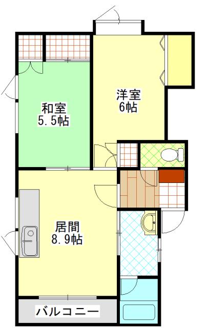 ピュアコート(2LDK/3階)の間取り写真