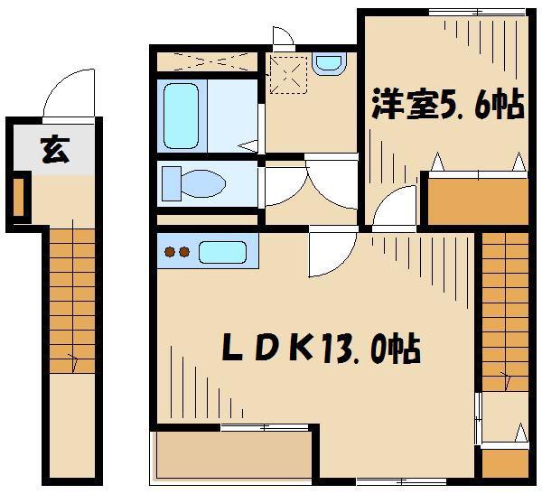メゾン ハピネス(1LDK/2階)の間取り写真