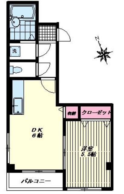 サングレイス吉田(1DK/1階)の間取り写真