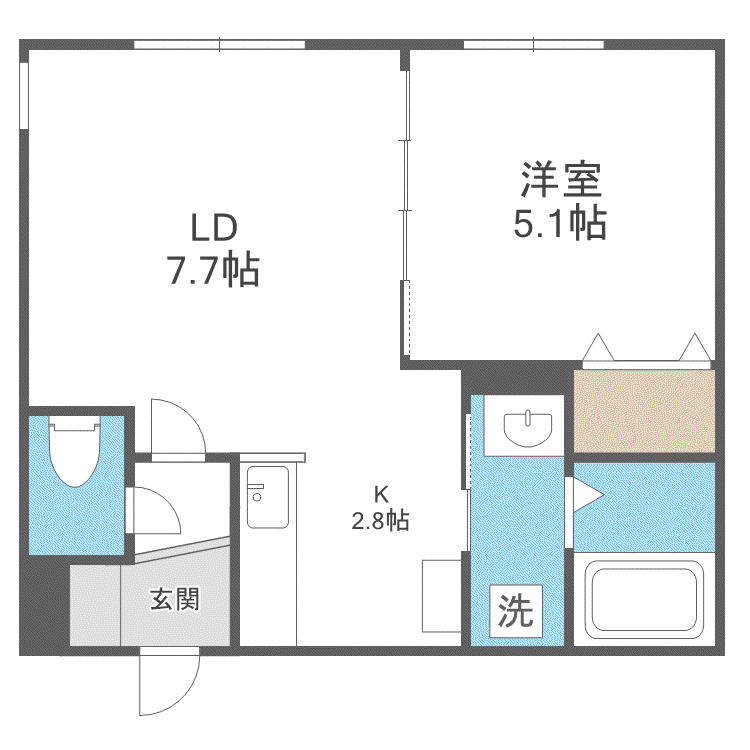 LA CONFORTO野幌(1LDK/2階)の間取り写真