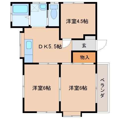 サニーコート(3DK/2階)の間取り写真
