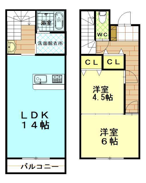 プレミアム松山(2LDK/1階)の間取り写真