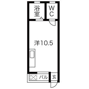 パークマンション本山B棟(ワンルーム/1階)の間取り写真