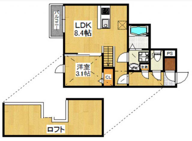 パティオ博多南1(1SLDK/2階)の間取り写真