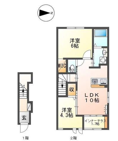 神戸電鉄三田線 田尾寺駅 徒歩3分 2階建 築6年(2LDK/2階)の間取り写真