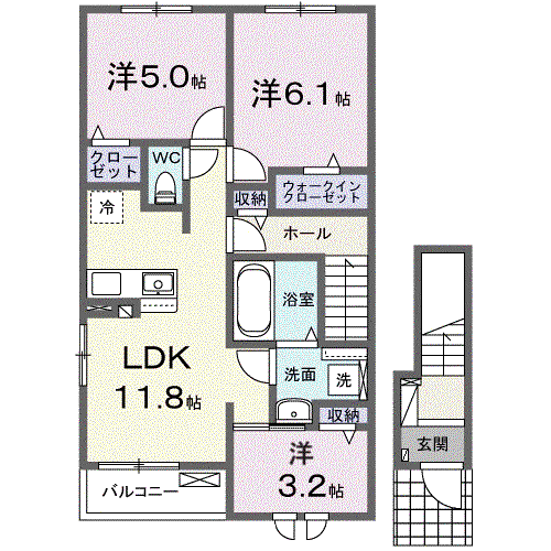 ベル・エクラ I(3LDK/2階)の間取り写真
