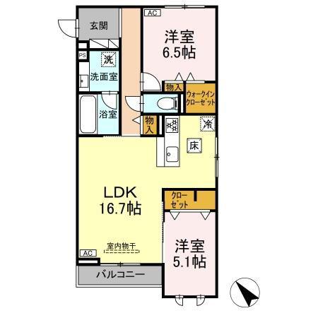 ノヴァーリス恵(2LDK/1階)の間取り写真