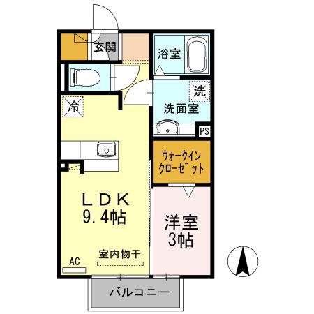 ルミナス(1LDK/2階)の間取り写真