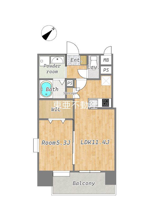 COEX呉服町(1LDK/7階)の間取り写真