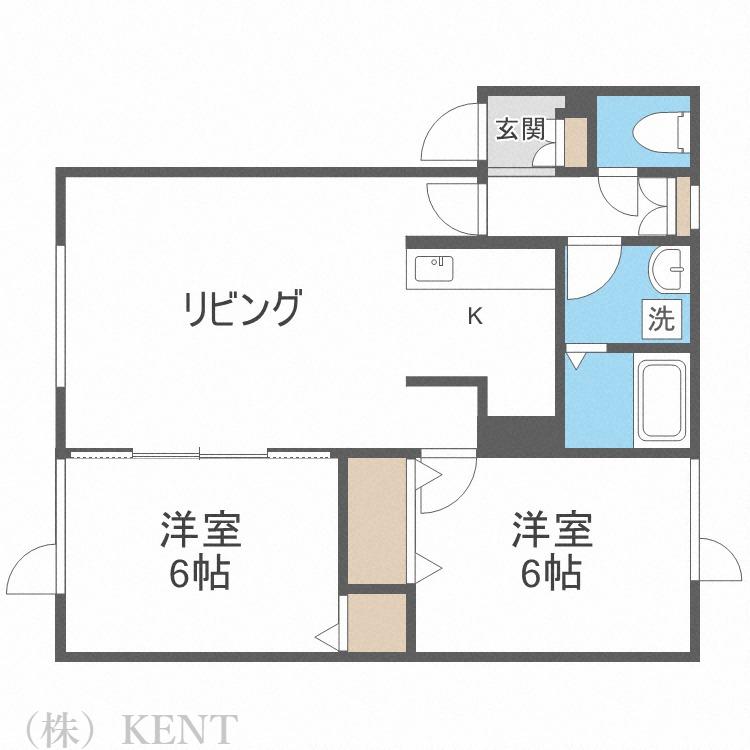 パーセルN14(2LDK/2階)の間取り写真