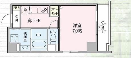 グラード・住吉(1K/2階)の間取り写真