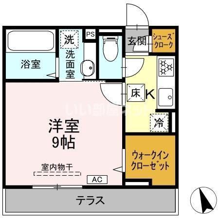 ソレイユ(1K/1階)の間取り写真