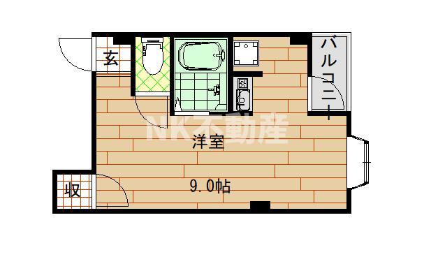 ダイキンハイツ(ワンルーム/4階)の間取り写真