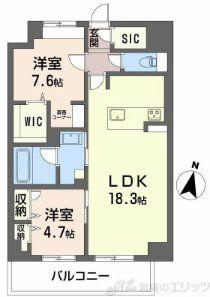 BIONA(2LDK/9階)の間取り写真