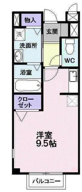 ペアフィールド(ワンルーム/1階)の間取り写真