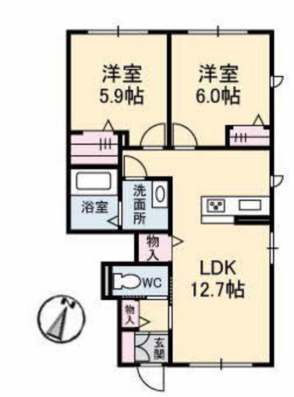 シャーメゾンヒロ(2LDK/1階)の間取り写真