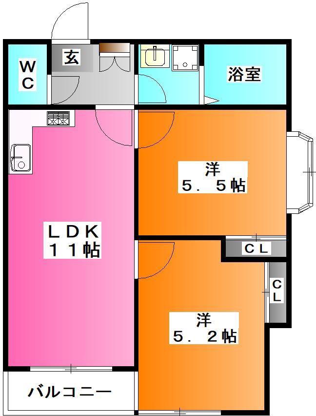 グレイス常盤台(2LDK/5階)の間取り写真