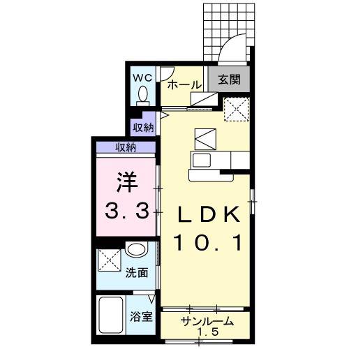 デーア ケイ・エス(1LDK/1階)の間取り写真
