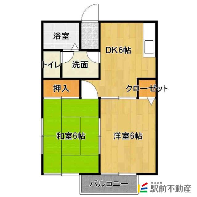 ニューフラワー(2DK/1階)の間取り写真