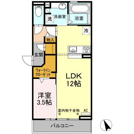アンファン ナッツ(1LDK/3階)の間取り写真