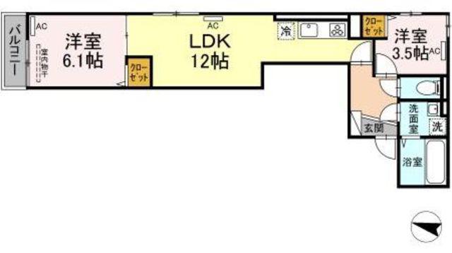 ルリアン北小岩II(2LDK/3階)の間取り写真