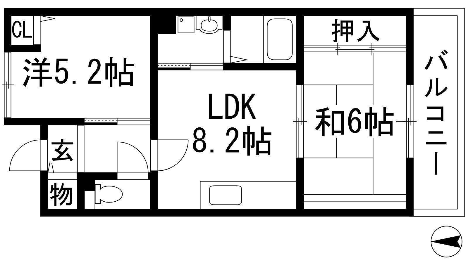 フレール宝塚御殿山5号棟(2LDK/1階)の間取り写真