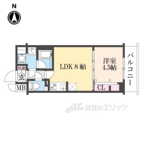 ベラジオ雅び東寺ウエスト(1LDK/3階)の間取り写真