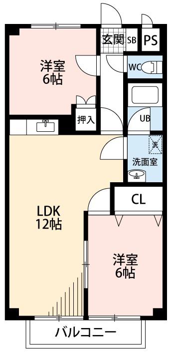 SURPLUS遊(2LDK/1階)の間取り写真