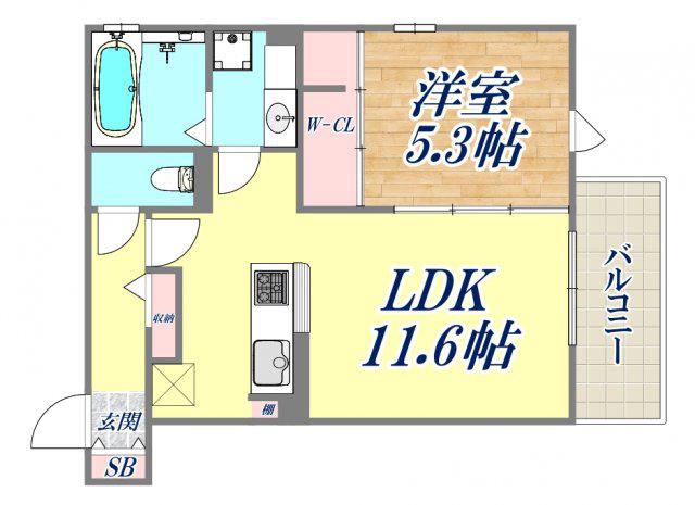 ラ・メゾンアンソレイエ板宿(1LDK/2階)の間取り写真