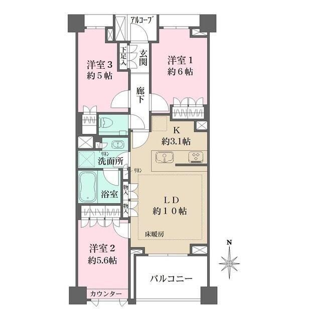 ザ・パークハウス杉並高井戸プレイス(3LDK/5階)の間取り写真