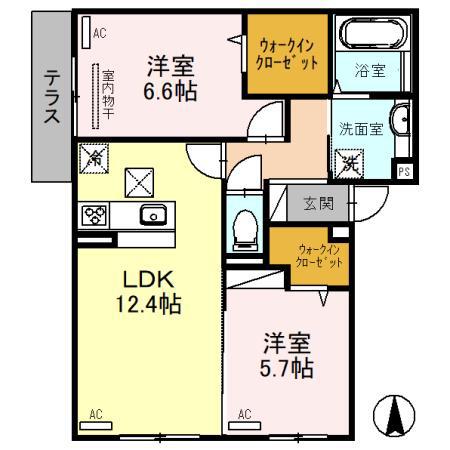 THE ABENO(2LDK/1階)の間取り写真