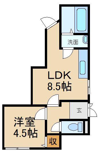 MAYUMIハイツ16番館黄金野(1LDK/1階)の間取り写真