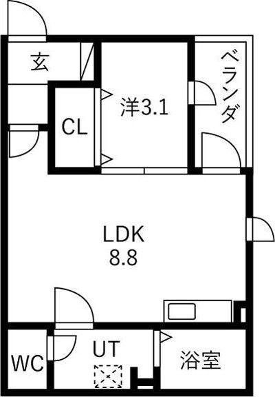 OCEAN滝春(1LDK/1階)の間取り写真