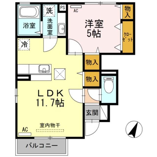 アトラス(1LDK/1階)の間取り写真