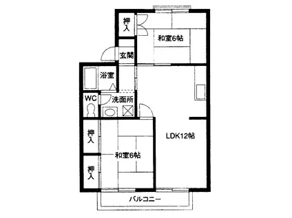 シャルム佐野II(2LDK/2階)の間取り写真