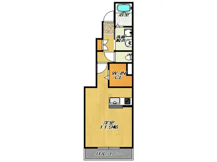 プラシード グランツ Ⅱ(1K/1階)の間取り写真