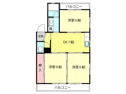 レジデンスコンドウ(3DK/3階)の間取り写真