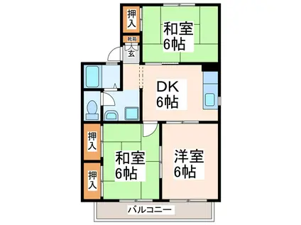 セジュール京塚(3DK/2階)の間取り写真