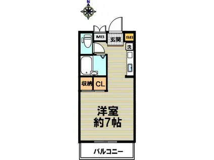 サニィ本山(ワンルーム/2階)の間取り写真