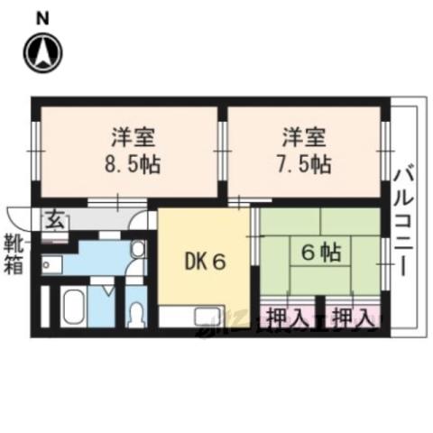 エバーグリーン嵐山(3DK/4階)の間取り写真