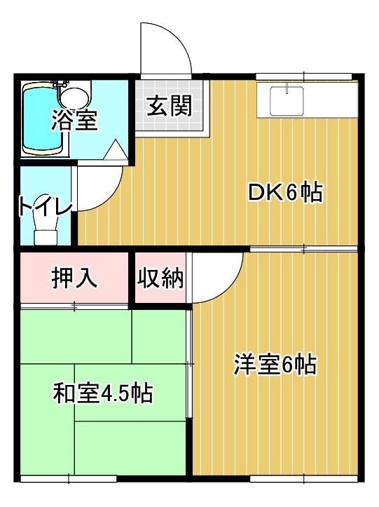 コーポドミール(2DK/1階)の間取り写真