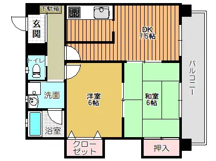 ラフォーレ林(2DK/3階)の間取り写真