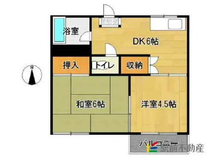 コーポマルセB(2DK/2階)の間取り写真