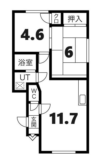 クリオコートA(2LDK/1階)の間取り写真
