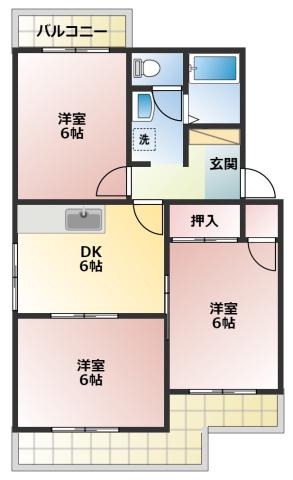 デイブレイク(3DK/3階)の間取り写真