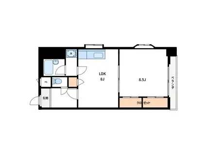 ニューリバー東山(1LK/7階)の間取り写真