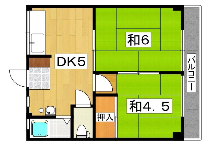 良野マンション(2DK/2階)の間取り写真