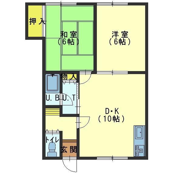 冨田アパート(2DK/1階)の間取り写真