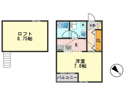 アルカディアII(1K/1階)の間取り写真